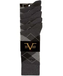19V69 5 Pack Business Socks Checkered Men -Alpine Shop C170 03